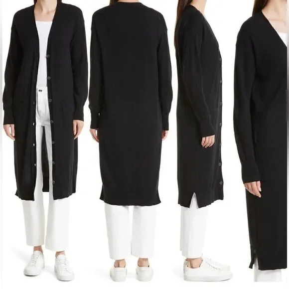 Women’s Nordstrom signature cashmere& cotton long cardigan In black size  XS NWT