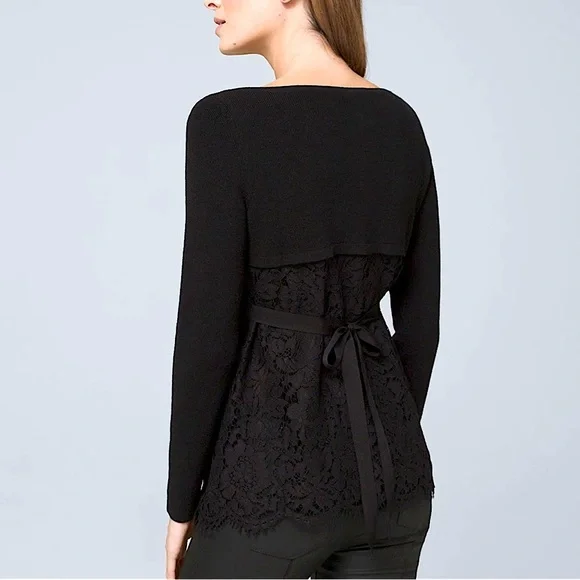 White House Black Market WHBM Lace-Back Sweater XS
