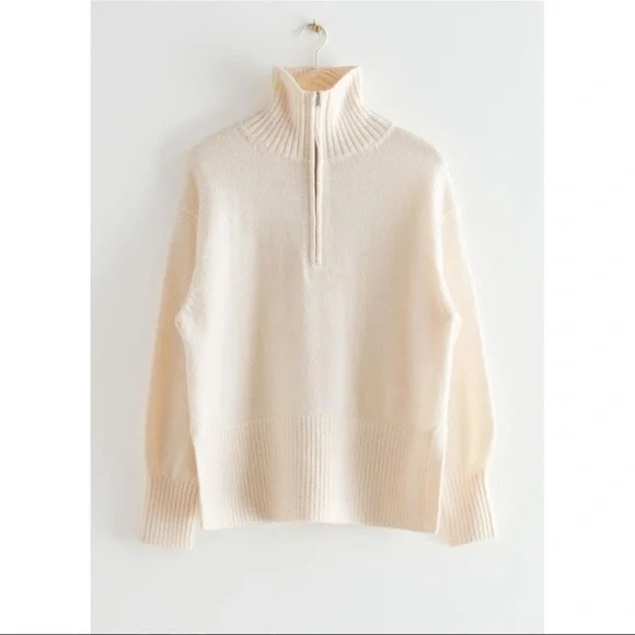 & Other Stories Cream Half Zip Sweater