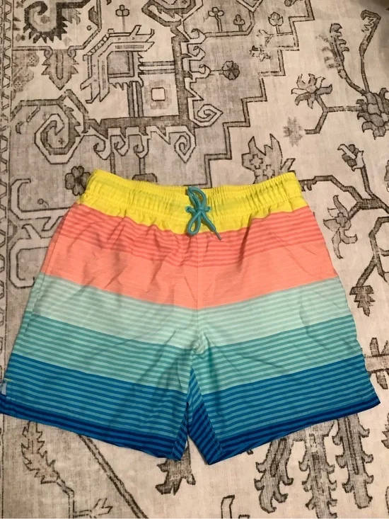George Yellow Waistband Multicolor Stripe Swim Shorts