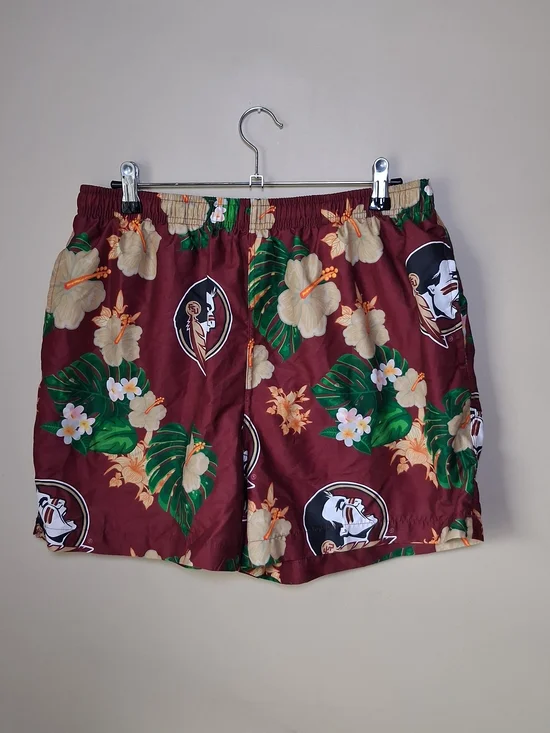 FOCO Men's Florida State Seminoles Floral Hawaiian Swim Suit Trunks; Sz. XL