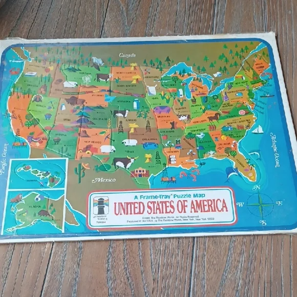 United States of America Puzzle Map From 1968 The Rainbow Works