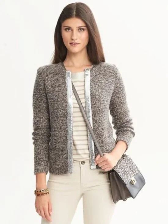 Banana Republic Sequin Trim Sweater Jacket