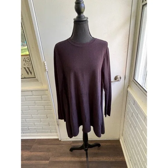 COS 100% Silk Mixed Media Tunic Sweater Large minimalist quiet luxury  layered
