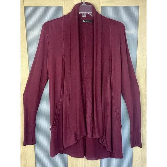 Athleta Sweater‎ Womens XS Pranayama Wrap Thumbholes Cardigan Open Yoga Casual