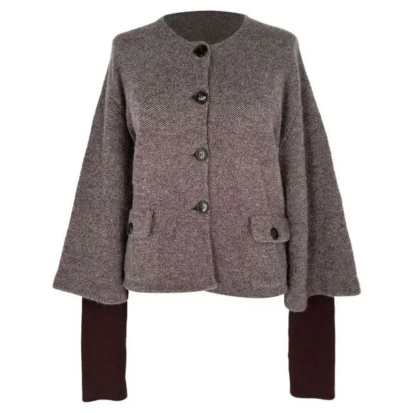 Christian Dior Knit Jacket in Brown Wool