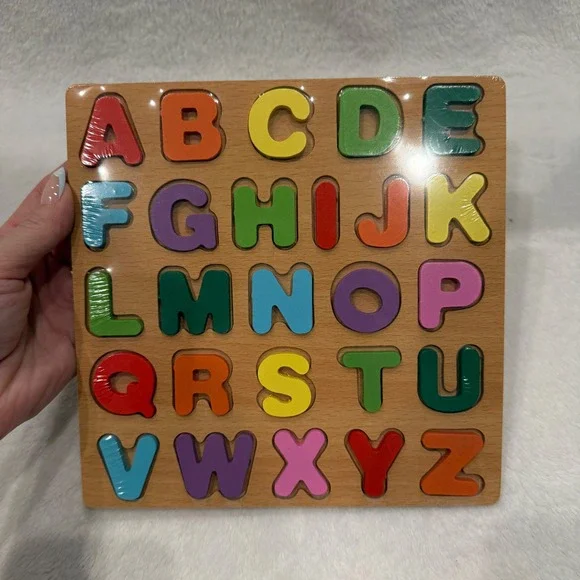 Wooden Alphabet Puzzle‎ Toy Multicolor ABC Learning Board Kids Education