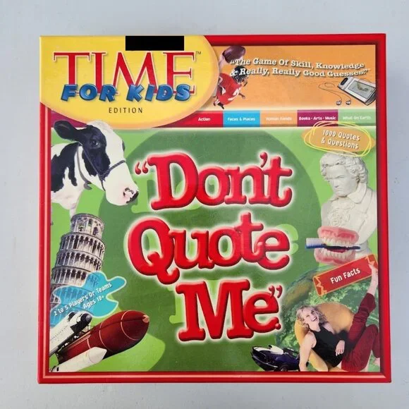 Don't Quote Me TIME for Kids Edition Board Game Trivia 10+ Fun Easy Facts Toy Ov