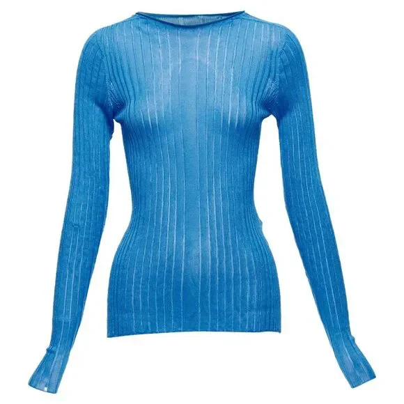 Celine Viscose Bateau Ribbed Sweater