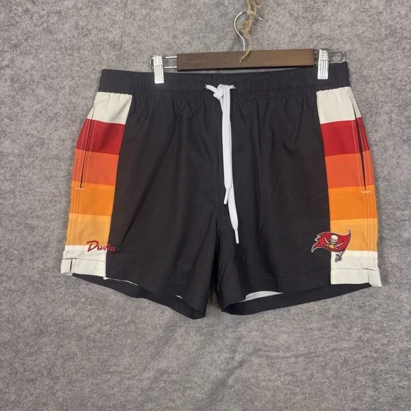 Tampa Bay Buccaneers Duvin Design Swim Shorts Mens Sz L Black Mesh Lined Pockets