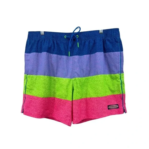 Vineyard Vines Swim Trunks Mens XL Multi Colorblock 6in Inseam Lined Preppy Pool