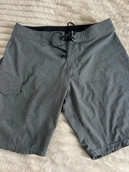 Men's Gray Board Shorts with Drawstring closure