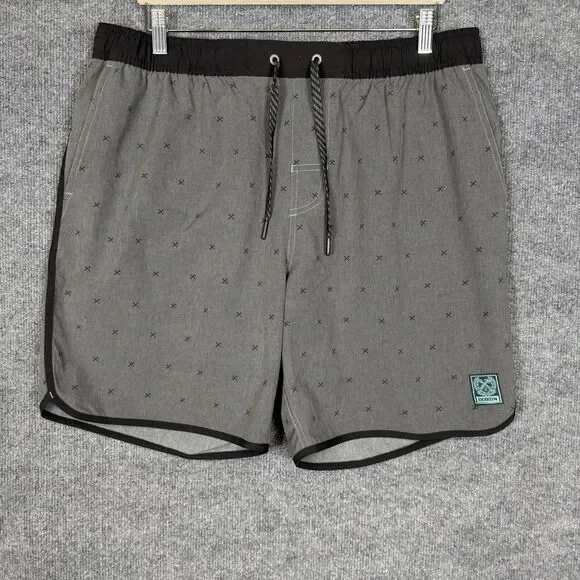 Dixxon Men's Board Shorts XL Gray Crossed Hammers Print Hybrid Unlinded