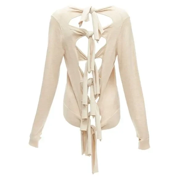 Celine Wool Silk Knot Back Sweater