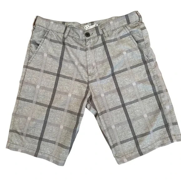 Retrofit Mens Plaid Board Shorts Size 36 Gray Surf Skate Longboard Swim Shorts