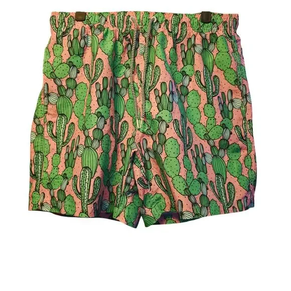 Boardies Pink and Green Cactus Print Swim Trunks