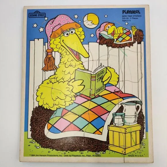 1984 VTG Jim Henson Sesame Street Playskool Bird Time Stories Big Bird Puzzle
