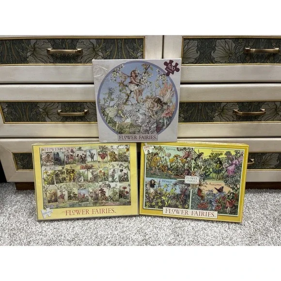 Set Of 3 Vintage Sealed Flower Fairies Jigsaw Puzzles By Cicely Mary Barker