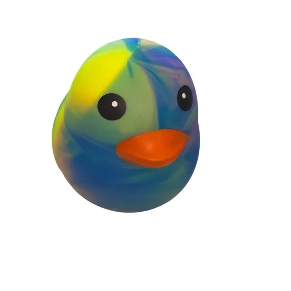 NWT Squeeezy Tie Dye Duck Gel Filled Sensory Fidget Stress Ball Toy Blue Yellow