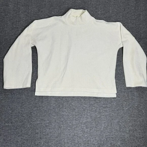 Madewell Texture‎ Thread Womens Ribbed Turtleneck Sweater Medium White Soft