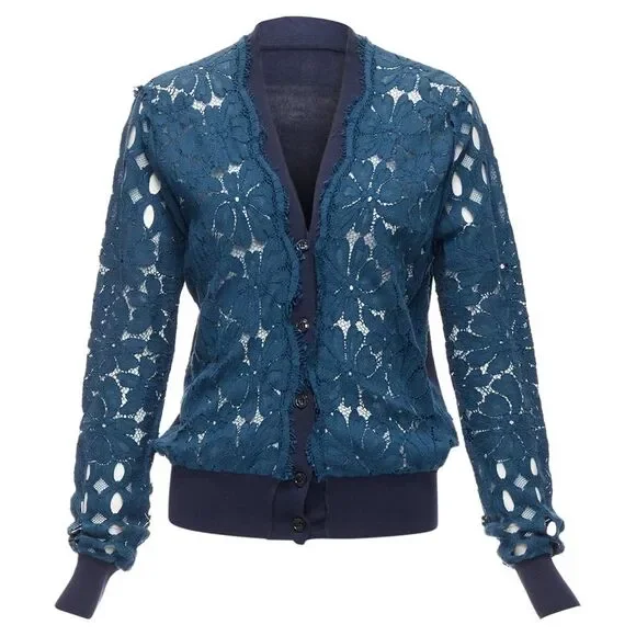 Lanvin 2015 Silk Cotton Lace Cardigan