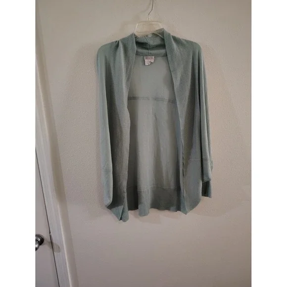 Worth New York Sage Green 100% Wool Open Front Cardigan Sweater Petite Small PS
