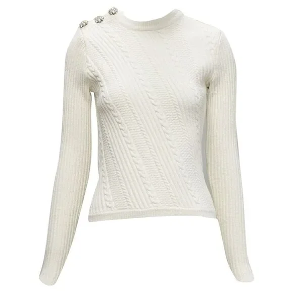 Ganni Cotton Blend Knit Sweater Top
