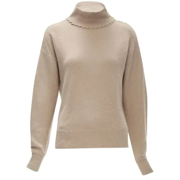 Theory Brown Cashmere Whipstitch Turtleneck
