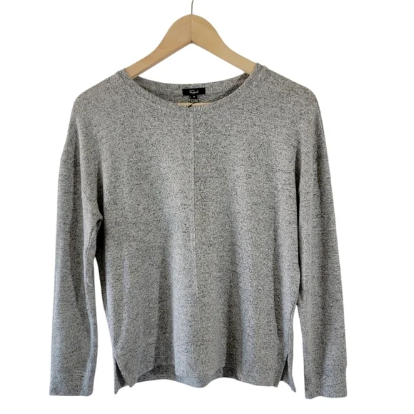 NEW Rails Women's Gray Long Sleeve Crewneck Top XS Soft Minimalist Y2K Cozy