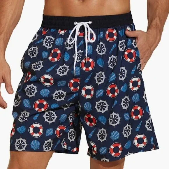 Men's Swim Trunks with Mesh Lining, Quick Dry Board Shorts with Pockets