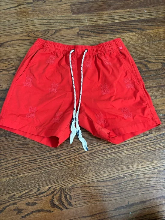 Psycho Bunny Men's Red Swim Trunks with  Drawstring Size XS