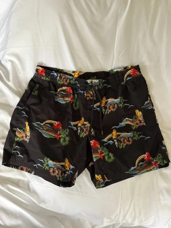 Vans Hoffman California Fabrics Tropical Parrot Print Swim Trunks XL