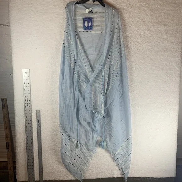 DAVID AND YOUNG - OS - NWT Cover Up Blue Embroidered Tassels Ties Snag Flaw 6098