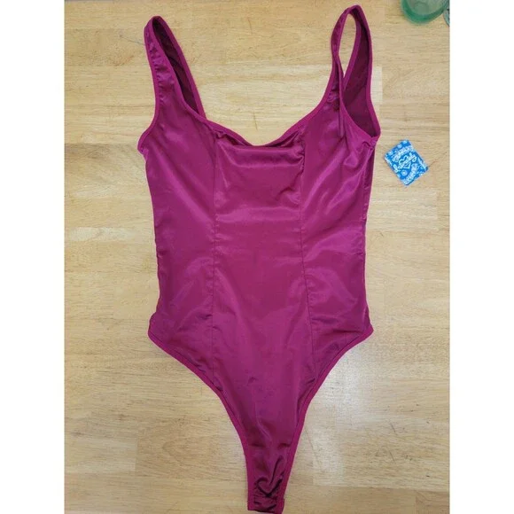 Free People Intimately Mulberry One-Piece Swimsuit S Solid Wide Strap High Cut