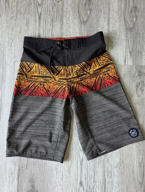 Ron Jon Black, Orange and Red Tribal Board Shorts