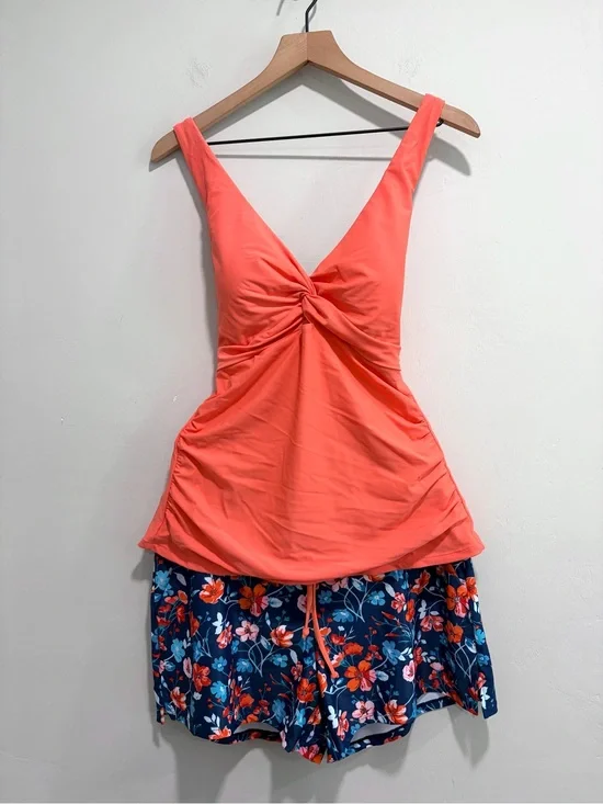 Tempt Me 2PC Tankini Floral Shorts Swimming Suit