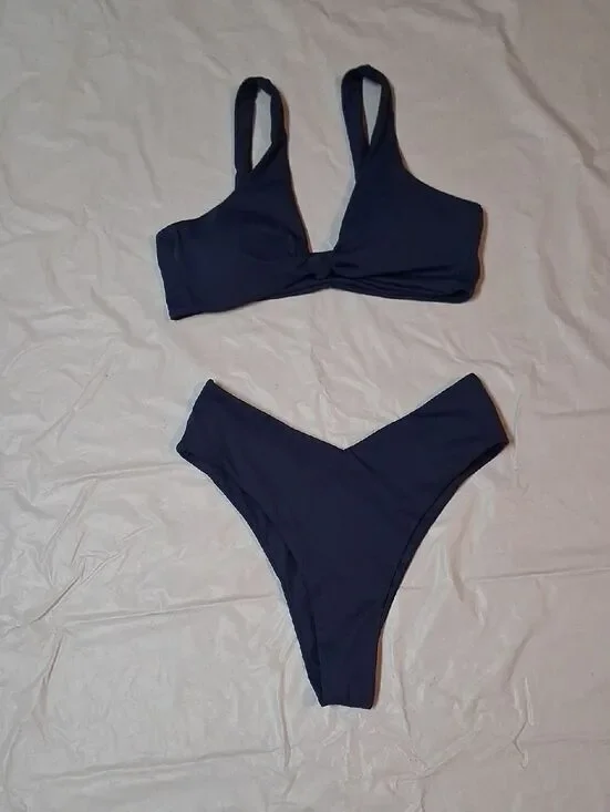 Women’s Navy Blue V-Front Bikini Set Size Small NWOT