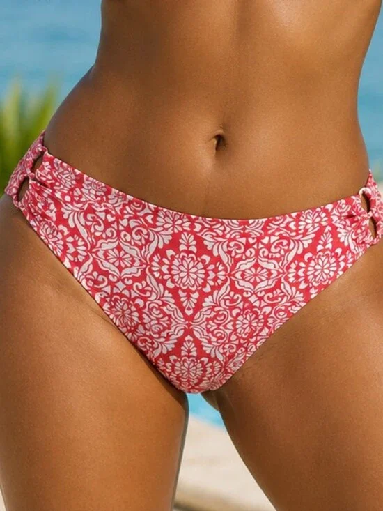 Fantasie Coral and White Floral-Print Bikini Bottom