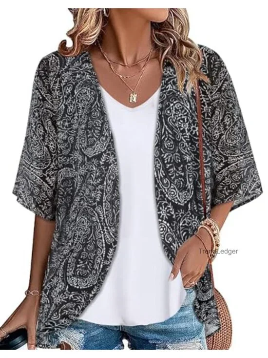 Chiffon Beach Cover Up Cardigan Floral Summer Tops Loose Capes