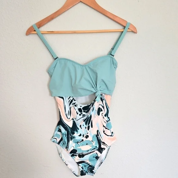 Flagpole NYC Nora Stylish Teal and Patterned One-Piece Swimsuit Summer