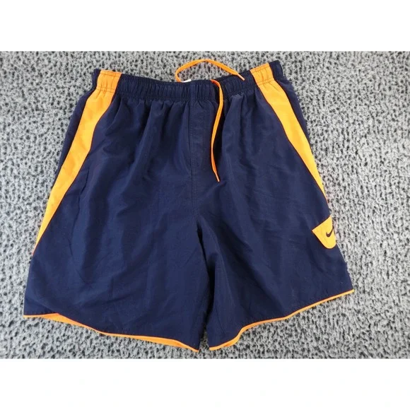 Nike Men's Swim Trunks Navy Orange Athletic‎ Logo Size XL