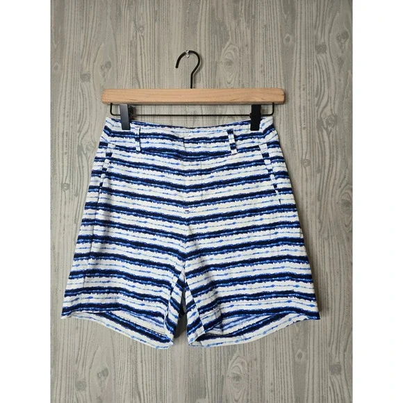 Spanx Swim Shorts Women XS Blue White Striped Board Shorts Beach Resort Coastal
