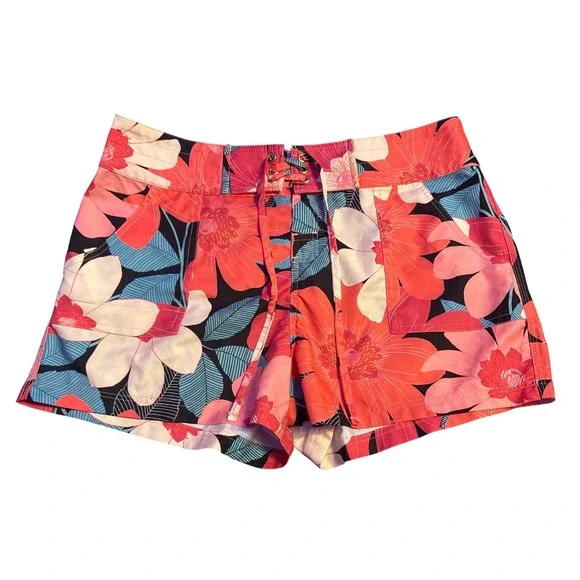 La Blanca Women's Floral Lace-Up Swim Board Shorts Size Medium