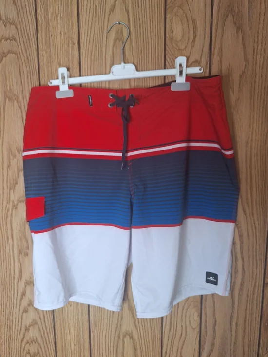 O'Neill Red, Blue & White Striped Board Shorts Size 36