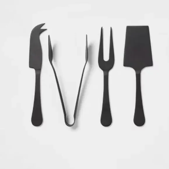4pc Stainless Steel Cheese Knive Serving Set Black - Threshold™ NEW