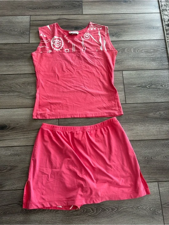 Sleeveless Coral Pink Women's Swim Set