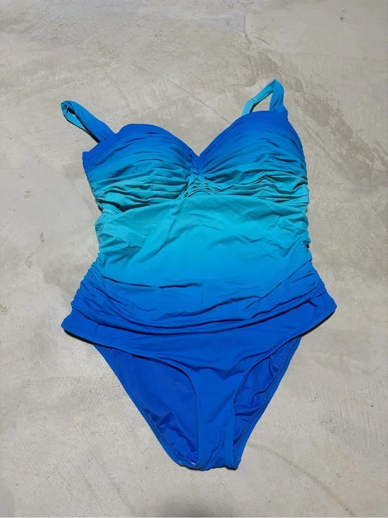 Bleu rod beattie Blue Ombre Ruched One-Piece Swimsuit 18W