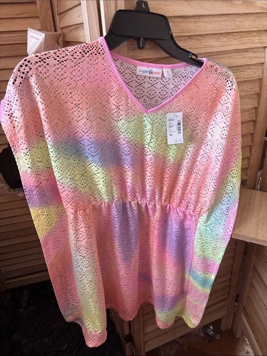 Sugar & Jade Pink Pastel Lace Cover-Up Medium NWT
