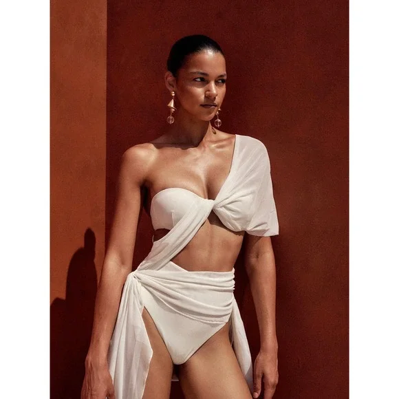 Andrea Iyamah One Piece Swimsuit Ivory Size Medium New With Tags