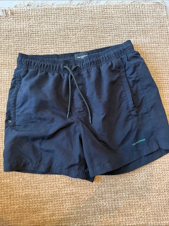The Kooples Black Swim Shorts with Subtle Green Logo